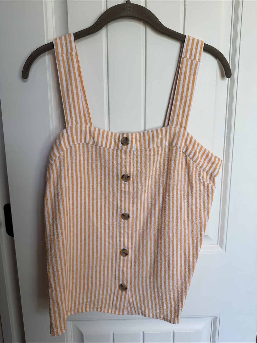 J. Crew Yellow and Cream Striped Button-Front Tank